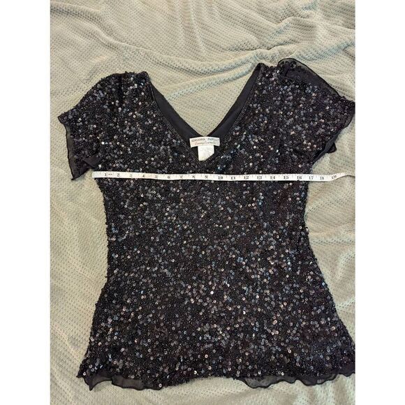 Vintage Adrianna Papell Evening Essentials Women's L Silk Black Top Blouse - Picture 6 of 8